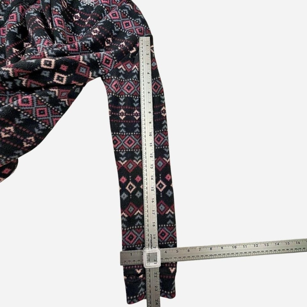 Cuddl Duds long sleeve drape-front fleece jacket navy blue with pink Aztec print - Picture 7 of 7